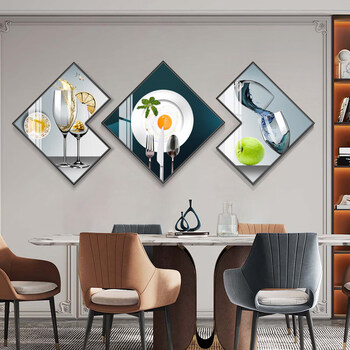 foleecam现代轻奢餐厅装饰画客厅歺厅餐桌背景墙挂画北欧创意饭厅三联