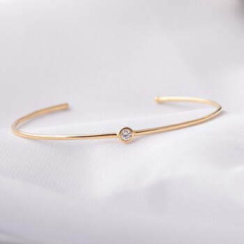 法瑞纳faruina手链女18k金钻石手镯女款彩金单钻手链单颗手镯女款结婚