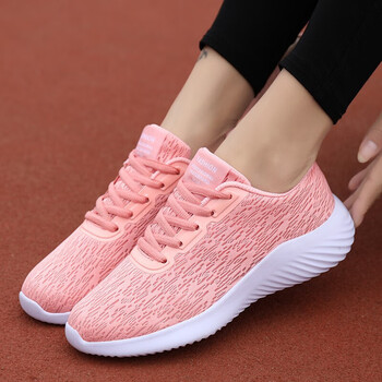 女鞋休闲鞋女跑步运动鞋韩版飞织网面透气鞋ooths005粉色35