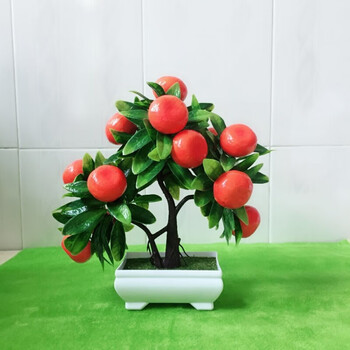 假花仿真花大电视旁橘子树防真桃子树假树装饰品摆件水果模型仿真塑料
