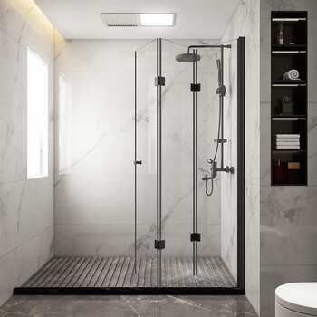 雾隐门淋浴房隔断浴室玻璃门三联动卫生间干湿分离内推落地屏风折叠