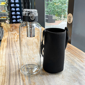 杯女家用ins风耐热防爆玻璃水杯茶水分离男时尚大容量 1500ml-配杯套