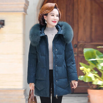 妈妈冬装羽绒服女冬中长款狐狸毛领中老年女装冬季外套轻奢高档礼物