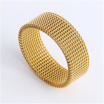 个性创时尚编织软戒指钛钢男士戒指饰品韩版弹力网纱情侣戒指 【软戒