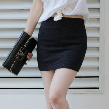 纯欲齐p屁少妇超短裙包臀裙性感小短裙夏季一步裙半裙蕾丝半身裙 黑色