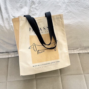 酷奇袋鼠毕加索宠物狗单肩包大容量学生帆布袋文艺简约百搭帆布包手提