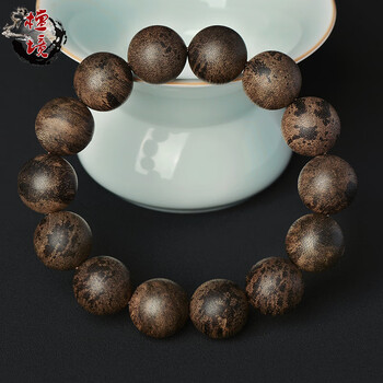 檀境印尼达拉干沉香手串16mm男士手链 9分沉老料黑油天然野生沉香手串
