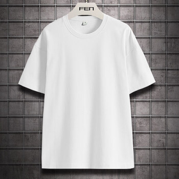 宽松大码衣服男式潮流体恤衫男士打底衫男生内搭上衣短袖纯白色2xl