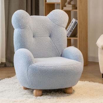 沙发椅子可爱宝宝单人卡通座椅迷你懒人小沙发羊羔简约 天蓝色