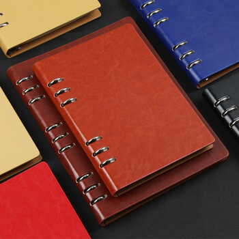 凯睿英a5活页笔记本本子简约高颜值可拆卸扣环硬壳皮面日记本记事本
