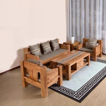 老榆木全实木沙发新中式小户型沙发现代简约客厅家具厂家直销特价 梅