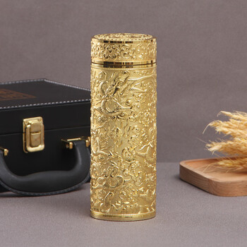 德梵蒂9999纯银水杯九龙浮雕银杯子镀银内胆礼品杯人茶杯保温杯刻字