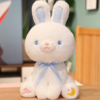 兔兔公仔儿童可爱生日礼物萌女生女孩小白兔布娃娃睡觉抱枕蓝色35厘米