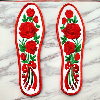成品已绣好婚庆鞋垫绣花鞋配件手工绣花歆沐泽 一束玫瑰(包边)-p33 38