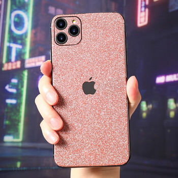 12promax贴纸闪粉钻13mini背膜骏虹骁粉色3片装透明壳iphonese第二代