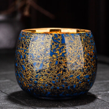 皿客鎏金大漆工艺茶杯主人杯陶瓷品茗杯单杯大号个人杯纯手工茶盏高档