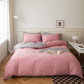 纯色简约四件套纯棉全棉床单被套英伦风床上用品被罩四季通用秋冬床品