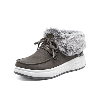 斯凯奇skechers冬季女加厚拼接皮草贵气时尚中帮雪地靴炭灰色114270cc