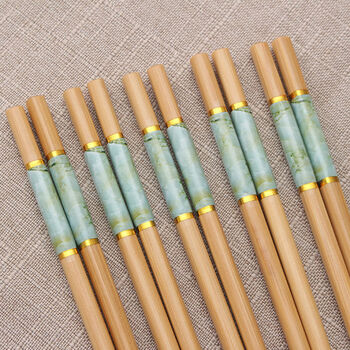 天然楠竹长竹筷子家用成人环保防霉510双装色防滑竹木筷子滴塑款竹筷