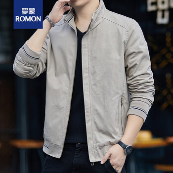 罗蒙romon夏季新款中年男士夹克春夏季休闲宽松立领工装外套男装夹克