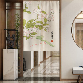 新中式门帘隔断帘家用大门客厅卧室房门框布帘开运转运短款半帘洗手间