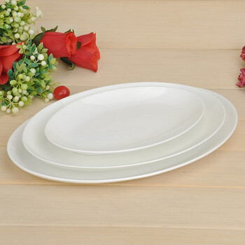 白骨瓷盘子陶瓷北欧式餐具骨质瓷家用大蒸鱼碟子椭圆月光鱼盘 10寸