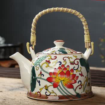 80年代怀旧茶壶  家用陶瓷提梁壶怀旧复古中式泡茶壶冷开水壶功夫茶壶