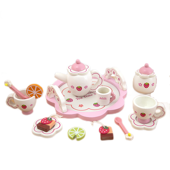 茶具茶壶儿童过家家厨房套装下午茶蛋糕木制玩具女孩生日礼物 茶具