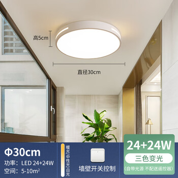 公牛(bull)主卧室灯led吸顶灯简约现代书房圆形阳台客厅房间灯具 30cm
