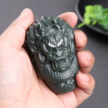 女王节礼物涵怡新疆和田玉龙行天下手把件青玉生肖龙手玩件男士霸气