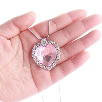仿宝石钻石项链爱心心形桃心项链宝石玩具项链小朋友学生礼物项链粉色