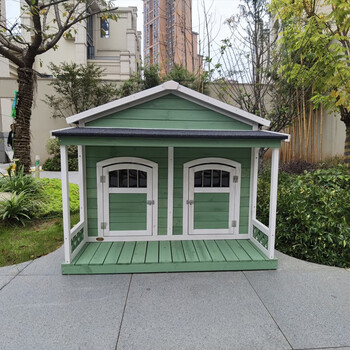 sunnyzoo户外实木狗屋室内室外木制狗窝双门间别墅阳台宠物屋防水防晒
