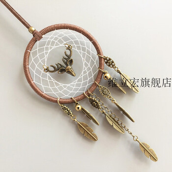 捕梦网风铃七芒星捕梦网车挂diy材料包一鹿平安挂件挂饰汽车风铃车载