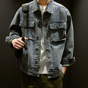 服饰内衣>男装>夹克>rhck>rhck牛仔外套男春秋季新款宽松工装夹克男士