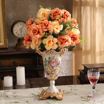 罗蒙卡帝欧式花瓶摆件客厅插花复古家居玄关电视柜餐桌花艺花器装饰品