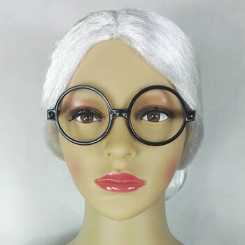 表演出老太太假发老爷爷中年老奶奶花白假发女短卷发头套大白色成人款