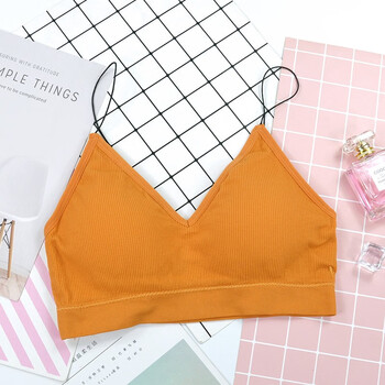 少女运动文胸美背内衣女无钢圈运动背心文胸聚拢薄款抹胸学生橙色均码