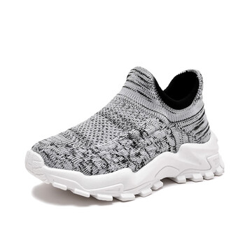 儿童运动鞋男童椰子鞋轻便懒人一脚蹬网鞋女童休闲透气运动鞋子 灰 