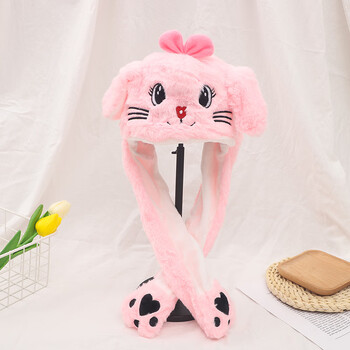 护耳朵罩可爱抖音会动的兔子耳朵帽子网红气囊捏耳朵会动的兔子帽