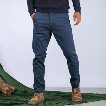 季言直筒休闲裤男春季男裤男长裤上班通勤工作裤弹力工装裤子男藏蓝色