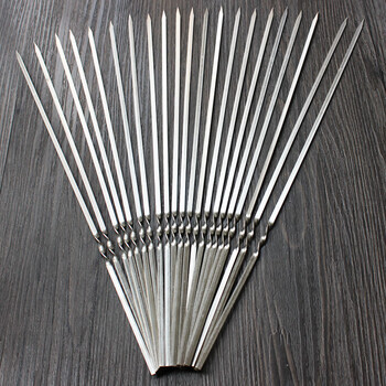 50支不锈钢扁签烧烤针烧烤签子羊肉串烤肉签字铁签子户外配件工具【进