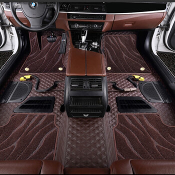 提花毯360航空软包汽车脚垫环保无味塞边嵌入地毯式全包围覆盖脚垫 咖