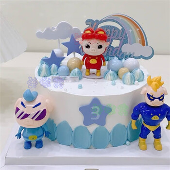 芙滋窝新款猪猪侠生日儿童男孩女孩小猪猪红胖子蛋糕全国同城配送 k款