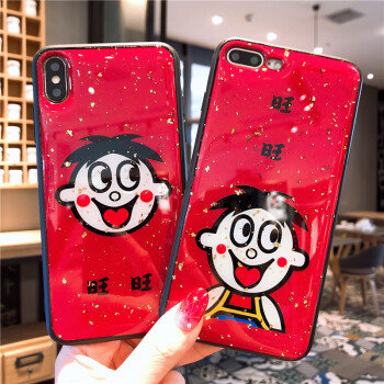 風宇 新年紅色金箔旺旺iphone xs max手機殼xr蘋果7plus全包6s硅膠8x