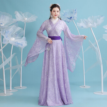 古装汉服女中国风仙气飘逸古风学生古典舞演出服团体表演服 轻寒 110