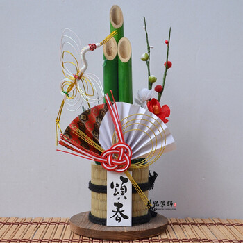 日本料理店和风摆件 日本料理寿司店门松装饰品日式新年摆设和风稻草