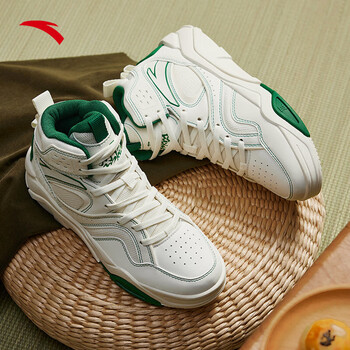 安踏烈焰高帮板鞋女鞋秋季革面厚底休闲鞋商场同款122248088