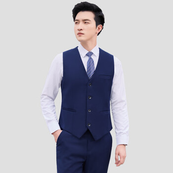 4s店工作服宝蓝色马甲职业套装男女byd4s店衬衫西裤工衣 男宝蓝色马甲