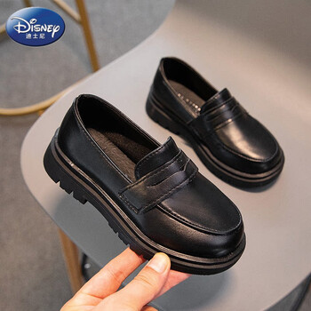 迪士尼(disney)男童小皮鞋英伦风儿童黑春软底演出西服男孩中大童小孩