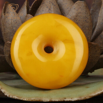 嘉乐琥珀天然蜜蜡吊坠男女款平安扣挂件老蜡色项链毛衣链珠宝首饰饰品